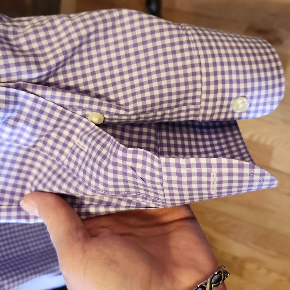 Polo Ralph Lauren Purole White Gingham Size 16 1/2 Custom Fit Button Down Shirt - Picture 5 of 13